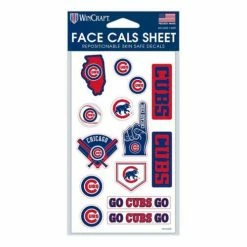 MLB Stickers & Decals Wincraft Chicago Cubs Face Tattoo Sheet