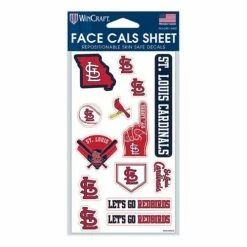 MLB Stickers & Decals Wincraft St. Louis Cardinals Face Tattoo Sheet