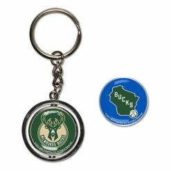 NBA Keychains & Lanyards Wincraft Milwaukee Bucks Spinner Keyring
