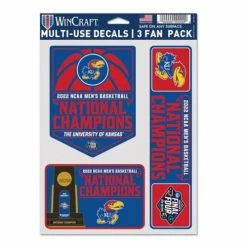 College Stickers & Decals Wincraft Kansas Jayhawks 2022 National Champions 3pk Decals Fan Pack