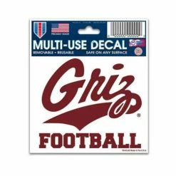 College Stickers & Decals Wincraft Montana Grizzlies Football 3"x4" Decal