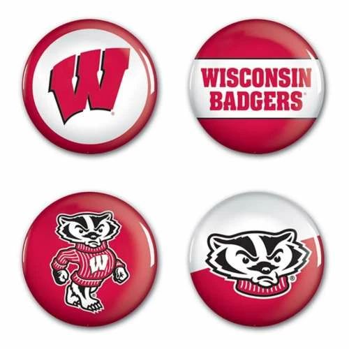 College Stickers & Decals Wincraft Wisconsin Badgers 4 Pack Buttons 3 College Stickers & Decals Wincraft Wisconsin Badgers 4 Pack Buttons