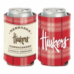 College Can Coolers Wincraft Nebraska Cornhuskers Plaid Patch Can Cooler