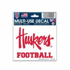 College Stickers & Decals Wincraft Nebraska Cornhuskers Football 3"x4" Decal