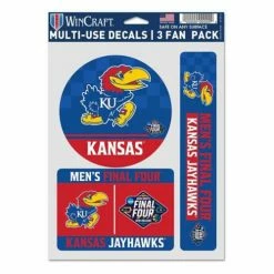 College Stickers & Decals Wincraft Kansas Jayhawks 2022 Final Four 3pk Decals