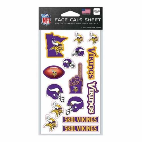 NFL Stickers & Decals Wincraft Minnesota Vikings Face Tattoo Sheet 3 NFL Stickers & Decals Wincraft Minnesota Vikings Face Tattoo Sheet