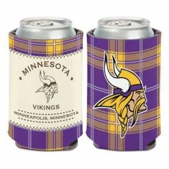 NFL Can Coolers Wincraft Minnesota Vikings Plaid Patch Can Cooler